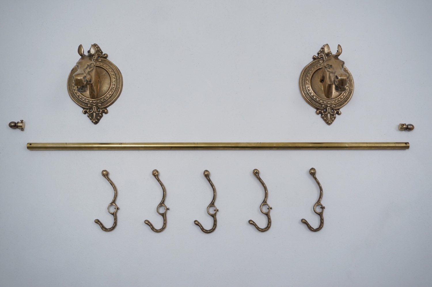 Vintage brass horse head coat rack sale